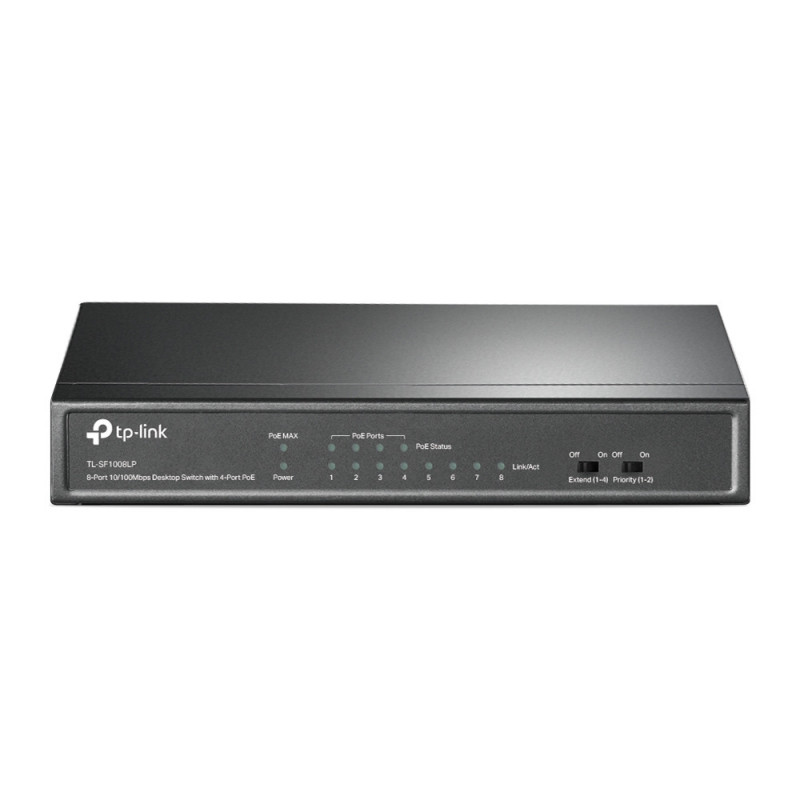 TP-Link TL-SF1008LP verkkokytkin Hallitsematon Fast Ethernet (10 100) Power over Ethernet -tuki Musta
