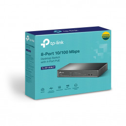 TP-Link TL-SF1008LP verkkokytkin Hallitsematon Fast Ethernet (10 100) Power over Ethernet -tuki Musta