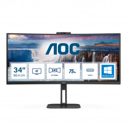 AOC V5 CU34V5CW 86,4 cm (34") 3440 x 1440 pikseliä Wide Quad HD LED Musta