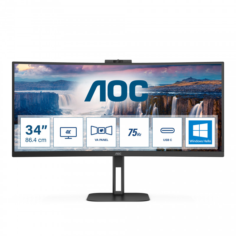 AOC V5 CU34V5CW 86,4 cm (34") 3440 x 1440 pikseliä Wide Quad HD LED Musta