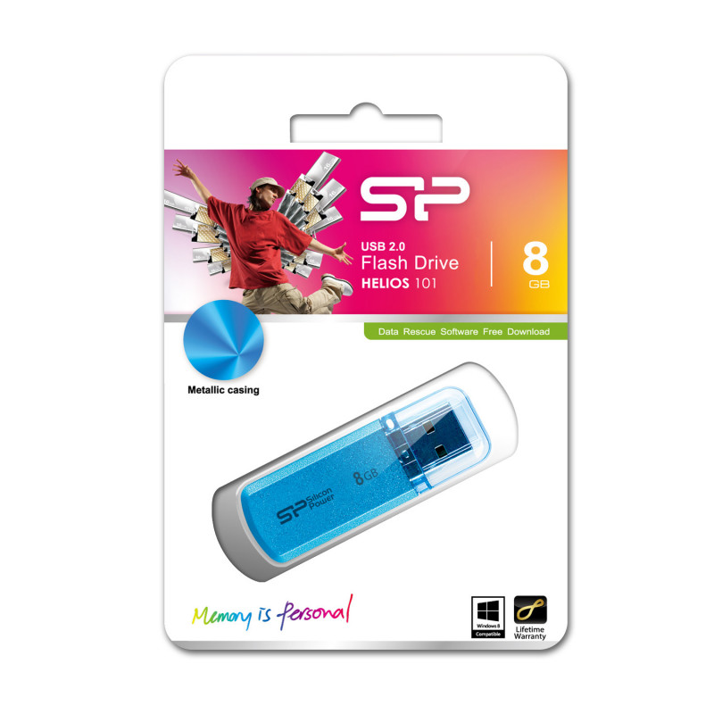 Silicon Power 8GB Helios 101 USB-muisti USB A-tyyppi 2.0 Sininen