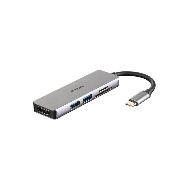 D-Link DUB-M530 kannettavien tietokoneiden telakka ja porttitoistin Langallinen USB 3.2 Gen 1 (3.1 Gen 1) Type-C Alumiini, Musta