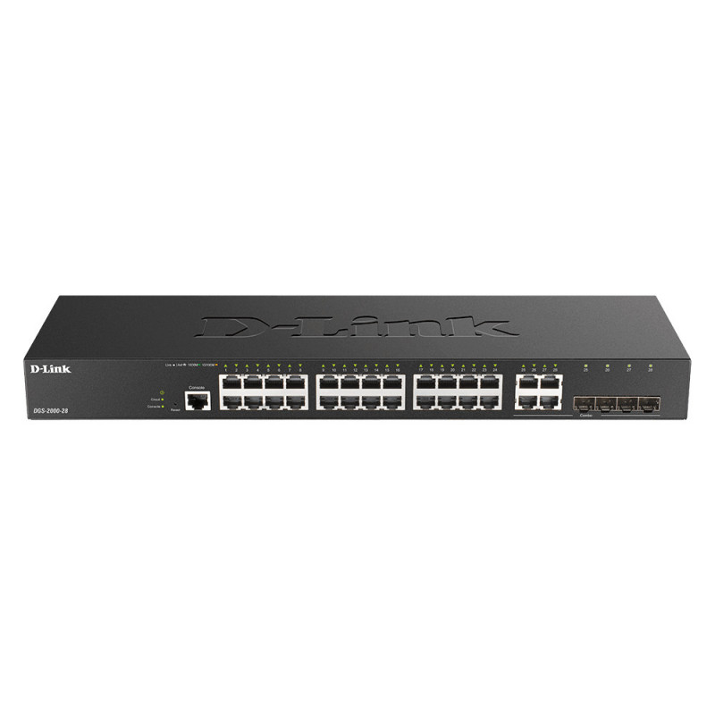 D-Link DGS-2000-28 verkkokytkin Hallittu L2 L3 Gigabit Ethernet (10 100 1000) 1U Musta