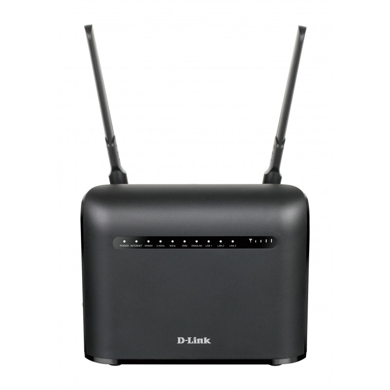 D-Link AC1200 langaton reititin Gigabitti Ethernet Kaksitaajuus (2,4 GHz 5 GHz) 4G Musta