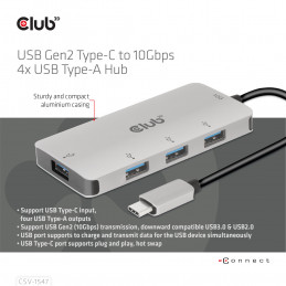 CLUB3D CSV-1547 keskitin USB 3.2 Gen 2 (3.1 Gen 2) Type-C