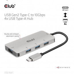 CLUB3D CSV-1547 keskitin USB 3.2 Gen 2 (3.1 Gen 2) Type-C