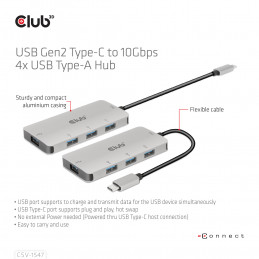 CLUB3D CSV-1547 keskitin USB 3.2 Gen 2 (3.1 Gen 2) Type-C