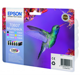 Epson Hummingbird Monipakkaus, 6 väriä T0807 Claria Photographic -muste