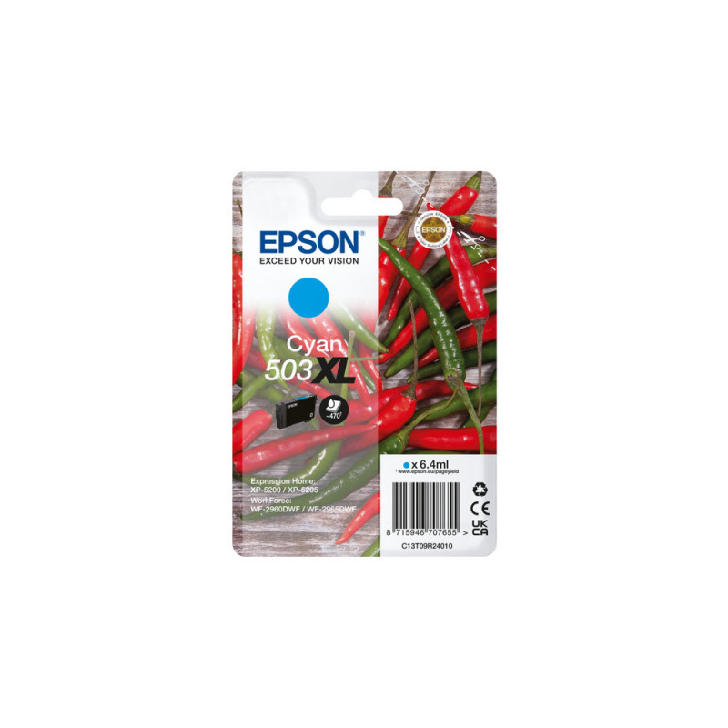 Epson 503XL mustekasetti 1 kpl Alkuperäinen Korkea (XL) värintuotto Syaani