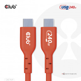 CLUB3D USB2 Type-C Bi-Directional USB-IF Certified Cable Data 480Mb, PD 240W(48V 5A) EPR M M 1m   3.23 ft