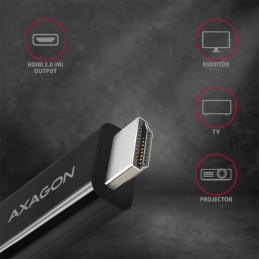 Axagon RVC-HI2C videokaapeli-adapteri 1,8 m USB Type-C HDMI Musta