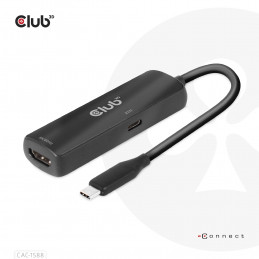 CLUB3D USB Gen2 Type-C to HDMI™ 8K60Hz or 4K120Hz HDR10+ with DSC1.2 with Power Delivery 3.0 Active Adapter M F