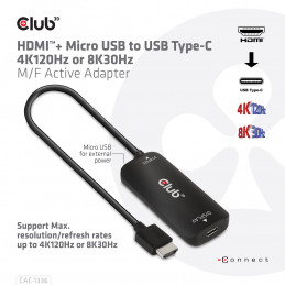 CLUB3D CAC-1336 videokaapeli-adapteri 1 m HDMI + USB USB Type-C