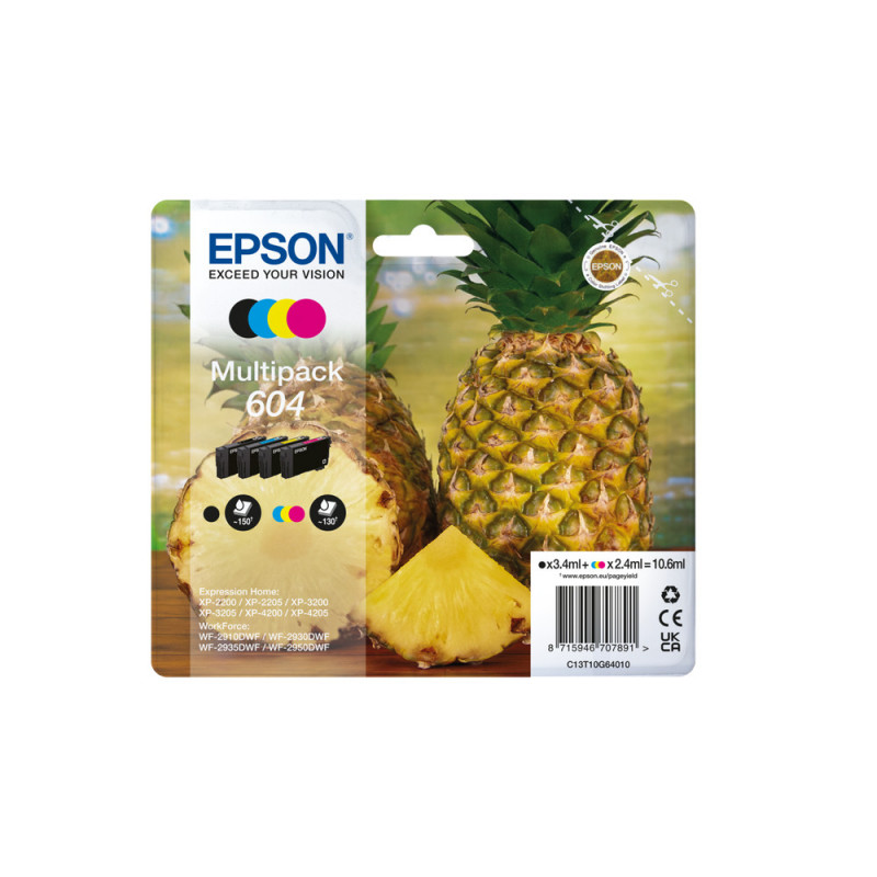 Epson 604 mustekasetti 4 kpl Yhteensopiva Perusvärintuotto Musta, Syaani, Magenta, Keltainen