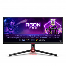 AOC AGON PRO AG344UXM tietokoneen litteä näyttö 86,4 cm (34") 3440 x 1440 pikseliä UltraWide Quad HD LED Musta, Punainen