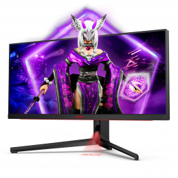 AOC AGON PRO AG344UXM tietokoneen litteä näyttö 86,4 cm (34") 3440 x 1440 pikseliä UltraWide Quad HD LED Musta, Punainen