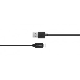 Deltaco IPLH-411 USB-kaapeli 1 m USB 2.0 USB A Lightning Musta
