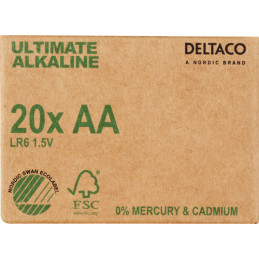 Deltaco ULTB-LR6-20P kotitalousparisto Kertakäyttöinen akku AA Alkali