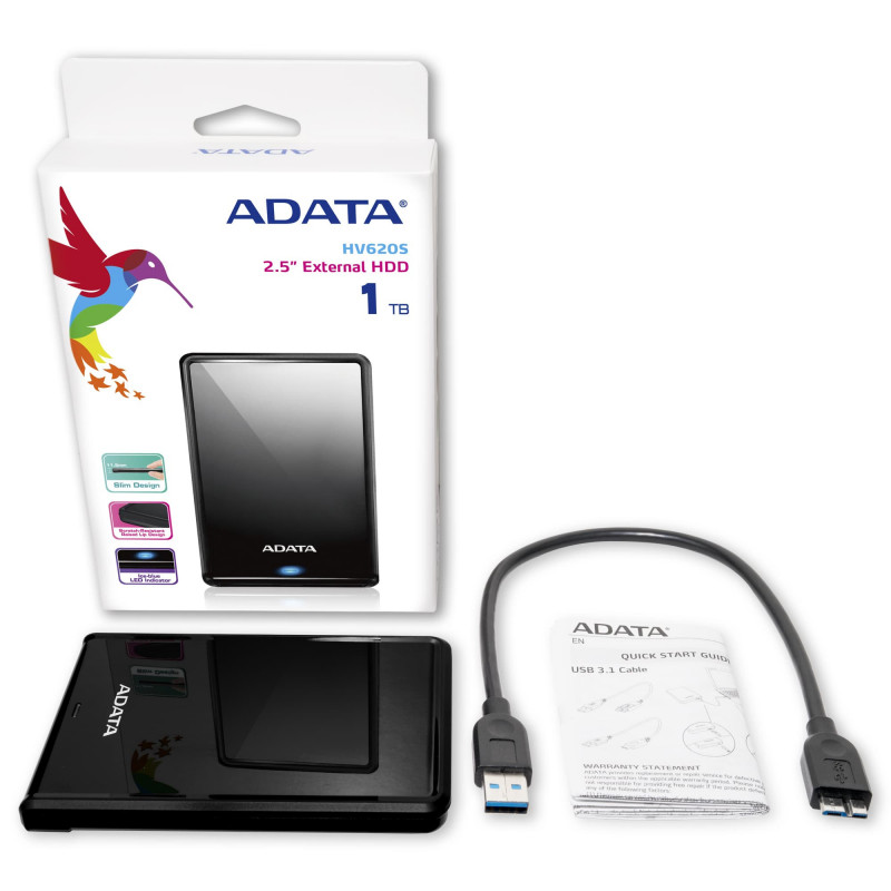 ADATA HV620S ulkoinen kovalevy 1000 GB Musta