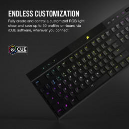 Corsair K100 AIR näppäimistö USB + RF Wireless + Bluetooth QWERTY Pohjoismainen Musta