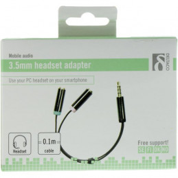 Deltaco AUD-201 audiokaapeli 0,1 m 3.5mm 2 x 3.5mm Musta