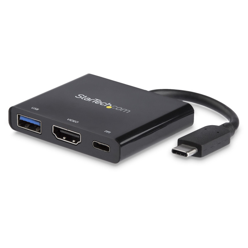 StarTech.com CDP2HDUACP kannettavien tietokoneiden telakka ja porttitoistin Langallinen USB 3.2 Gen 1 (3.1 Gen 1) Type-C Musta