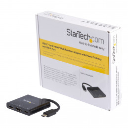 StarTech.com CDP2HDUACP kannettavien tietokoneiden telakka ja porttitoistin Langallinen USB 3.2 Gen 1 (3.1 Gen 1) Type-C Musta