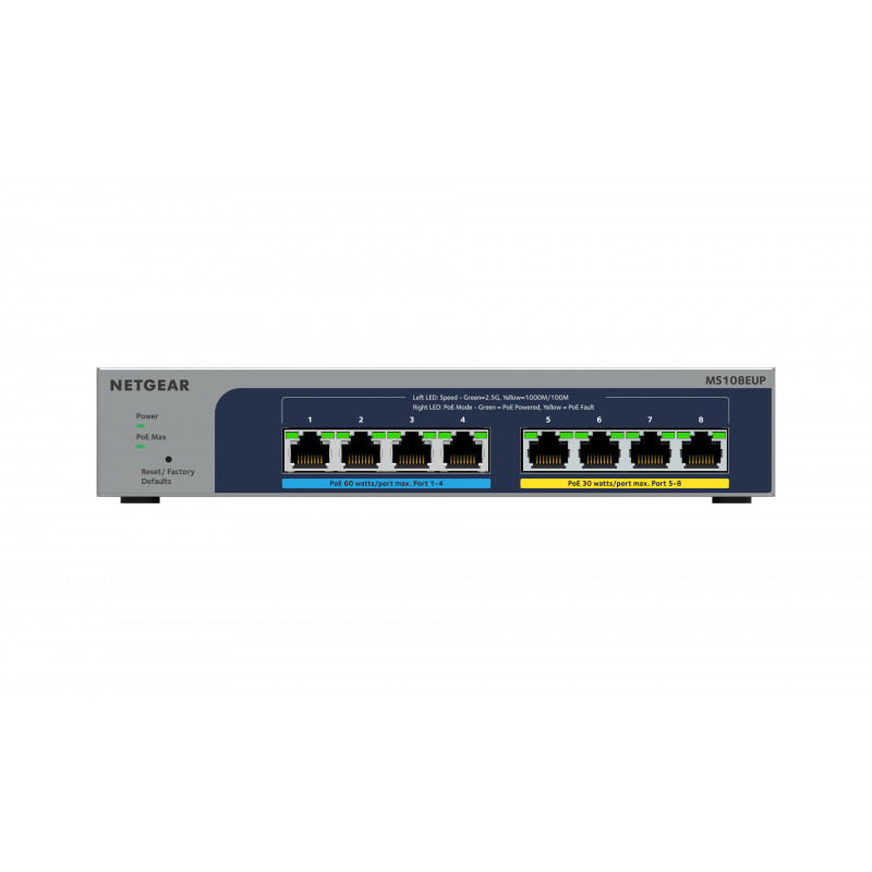 NETGEAR 8-port Ultra60 PoE++ Multi-Gigabit (2.5G) Ethernet Plus Switch Hallitsematon L2 L3 2.5G Ethernet (100 1000 2500) Power