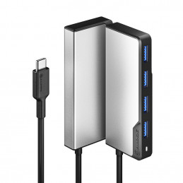 ALOGIC UCFUUA-SGR keskitin USB 3.2 Gen 1 (3.1 Gen 1) Type-C 5000 Mbit s Musta, Hopea