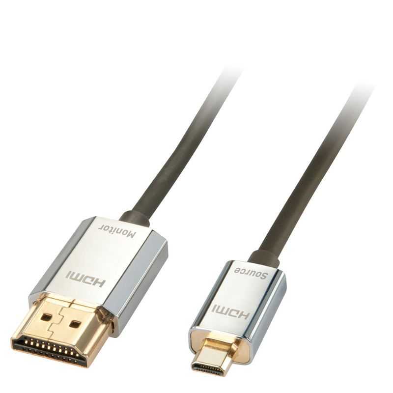 Lindy 41678 HDMI-kaapeli 3 m HDMI-tyyppi A (vakio) HDMI-tyyppi D (mikro) Musta, Kromi, Kulta