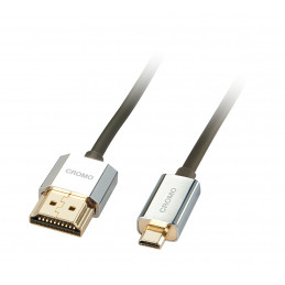 Lindy 41680 HDMI-kaapeli 0,5 m HDMI-tyyppi A (vakio) HDMI-tyyppi D (mikro) Musta, Hopea