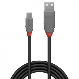 Lindy 36735 USB-kaapeli 5 m USB 2.0 USB A Micro-USB B Musta, Harmaa