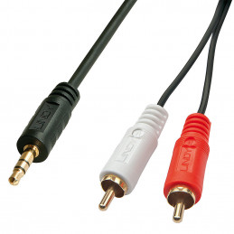 Lindy 35682 audiokaapeli 3 m 2 x RCA 3.5mm Musta