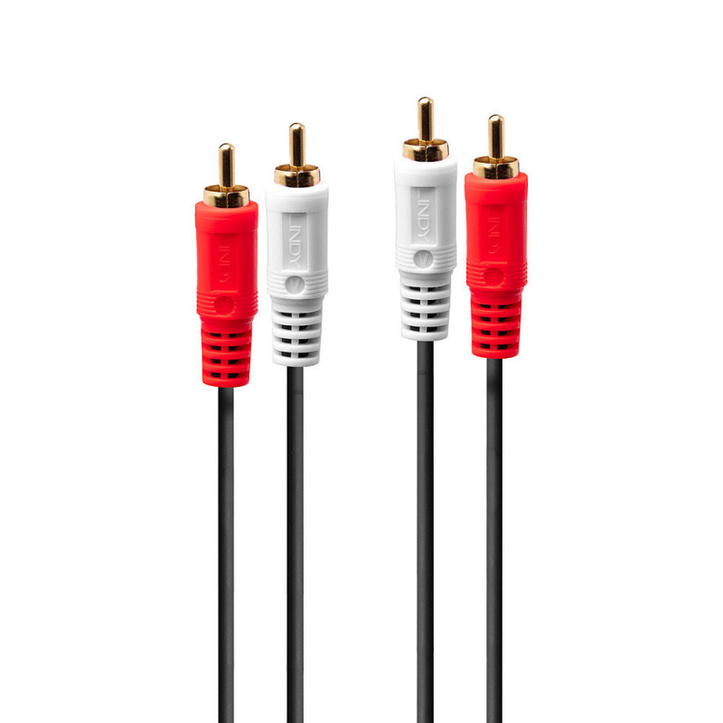 Lindy 35666 audiokaapeli 20 m 2 x RCA Musta, Punainen, Valkoinen