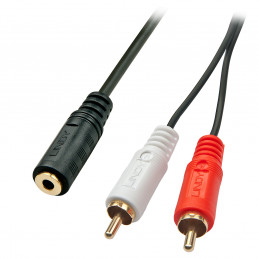 Lindy 35677 audiokaapeli 0,25 m 2 x RCA 3.5mm Musta, Punainen, Valkoinen