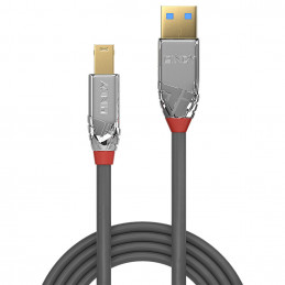Lindy 36660 USB-kaapeli 0,5 m USB 3.2 Gen 1 (3.1 Gen 1) USB A USB B Kromi, Harmaa