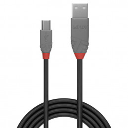 Lindy 36723 USB-kaapeli 2 m USB 2.0 USB A Mini-USB B Musta, Harmaa