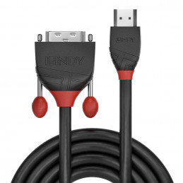 Lindy 36275 videokaapeli-adapteri 10 m HDMI-tyyppi A (vakio) DVI-D Musta, Punainen