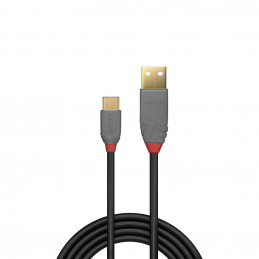 Lindy 36887 USB-kaapeli 2 m USB 2.0 USB A USB C Musta, Harmaa