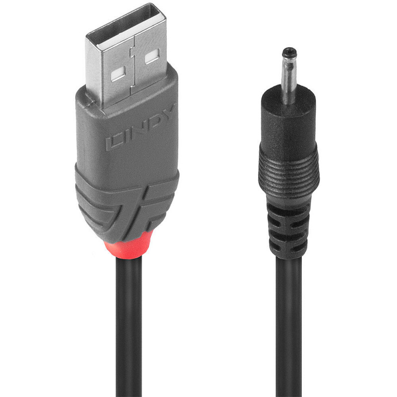 Lindy 70265 virtajohto Musta 1,5 m USB A EIAJ-01 (2.5 mm, 0.7 mm)