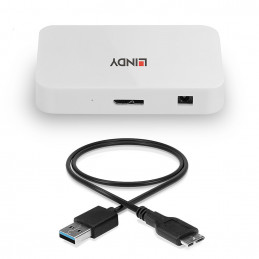 Lindy 43143 keskitin USB 3.2 Gen 1 (3.1 Gen 1) Type-A 5000 Mbit s Valkoinen