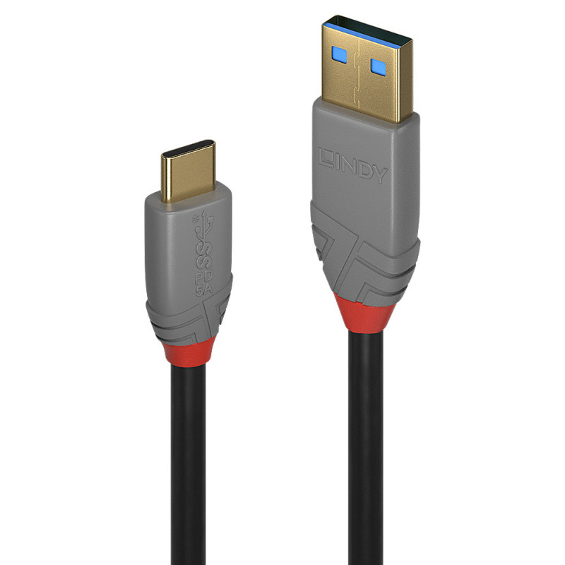 Lindy 36911 USB-kaapeli 1 m USB C USB A Musta, Harmaa