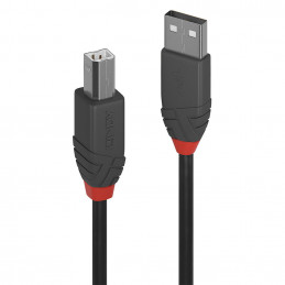 Lindy 36677 USB-kaapeli 10 m USB 2.0 USB A USB B Musta, Harmaa, Punainen