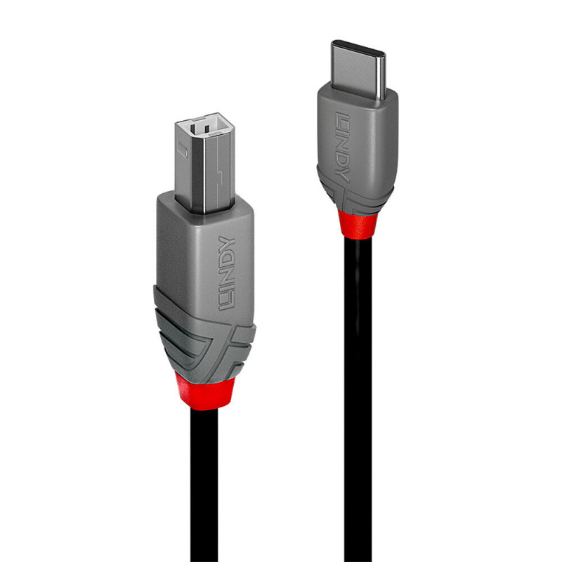 Lindy 36943 USB-kaapeli 3 m USB 2.0 USB C USB B Musta