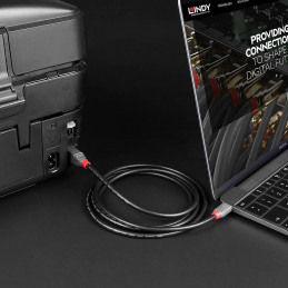 Lindy 36943 USB-kaapeli 3 m USB 2.0 USB C USB B Musta