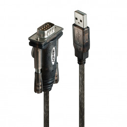 Lindy 42855 sarjakaapeli Harmaa, Läpinäkyvä 1,5 m USB A-tyyppi DB-9