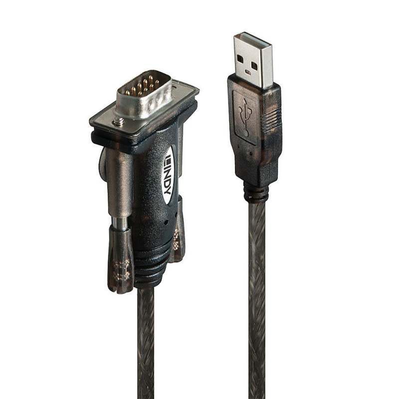 Lindy 42855 sarjakaapeli Harmaa, Läpinäkyvä 1,5 m USB A-tyyppi DB-9
