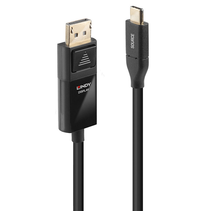 Lindy 43301 videokaapeli-adapteri 1 m USB Type-C DisplayPort Musta