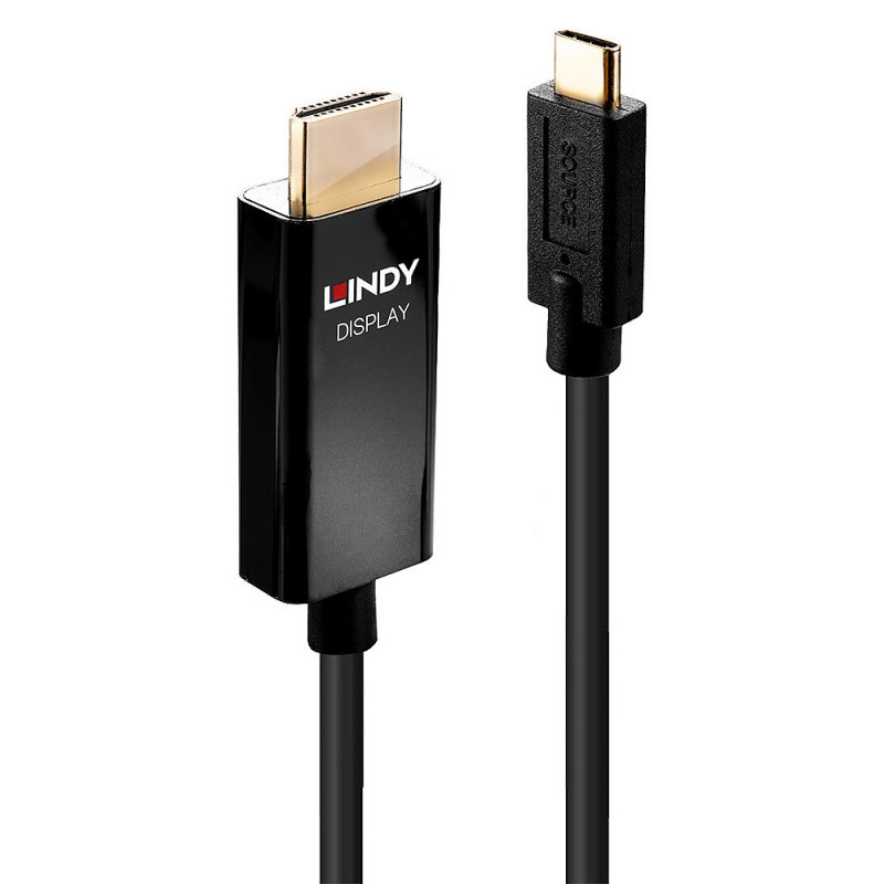 Lindy 43291 videokaapeli-adapteri 1 m USB Type-C HDMI-tyyppi A (vakio) Musta