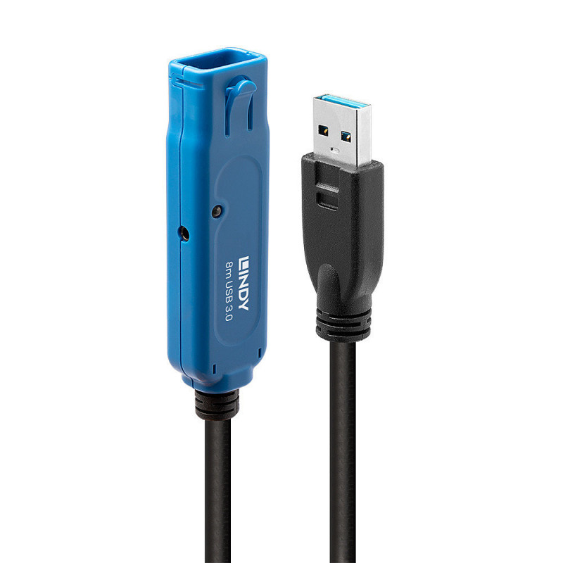 Lindy 43158 USB-kaapeli 8 m USB 3.2 Gen 1 (3.1 Gen 1) USB A Musta